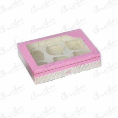 Caja vacia cup cake rosa