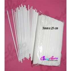 White plastic stick 5 mm x 25 cm 100 units
