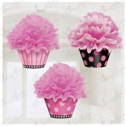 Fluffy Pompom Colgantes Cupcakes (3 de 26 cm)