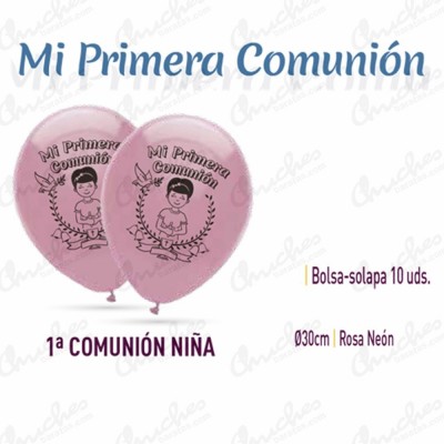 bag-of-10 balloons pink neon 30 cm first communion