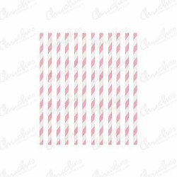 Pink striped straws 24 units