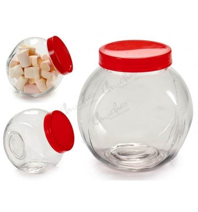 Pot glass jar red lid 1,4 L