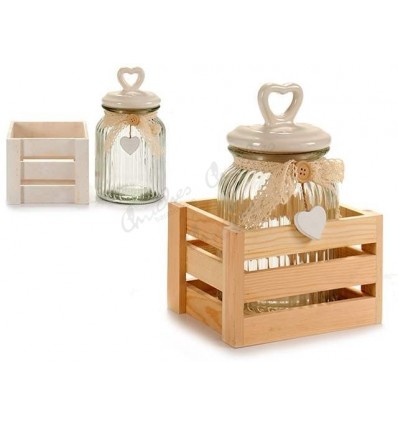 Glass jar lace and stand 900ML