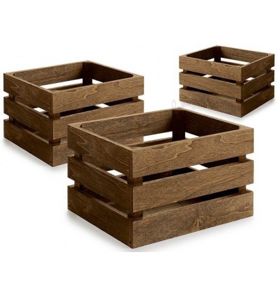 Comprar Juego 3 cajas madera marron online - Chuches Baratas