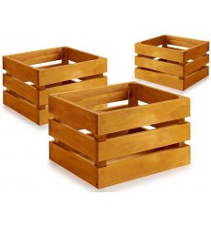 Set 3 honey wood boxes