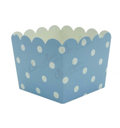 3 boxes blue polka dots 10x10x8,5 cm