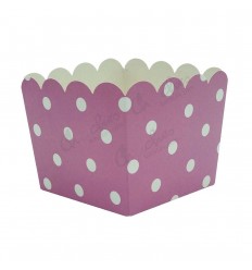 3 Pink polka dot boxes 10x10x8,5 cm