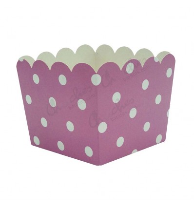 3 Pink polka dot boxes 10x10x8,5 cm