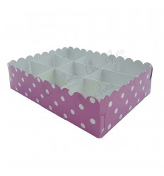 Tray 9 compartments pink polka dots