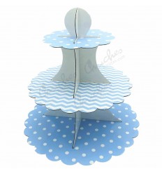 Candy holder 3 floors blue rust and polka dots