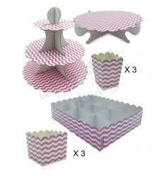 Pink striped candy tables kit