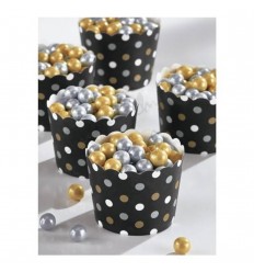 Glass cup black dots / silver / gold 36