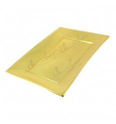 Gold rectangular tray 33x23 cm
