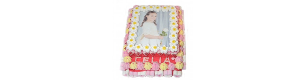 Buy bags and cakes of sweets for communions